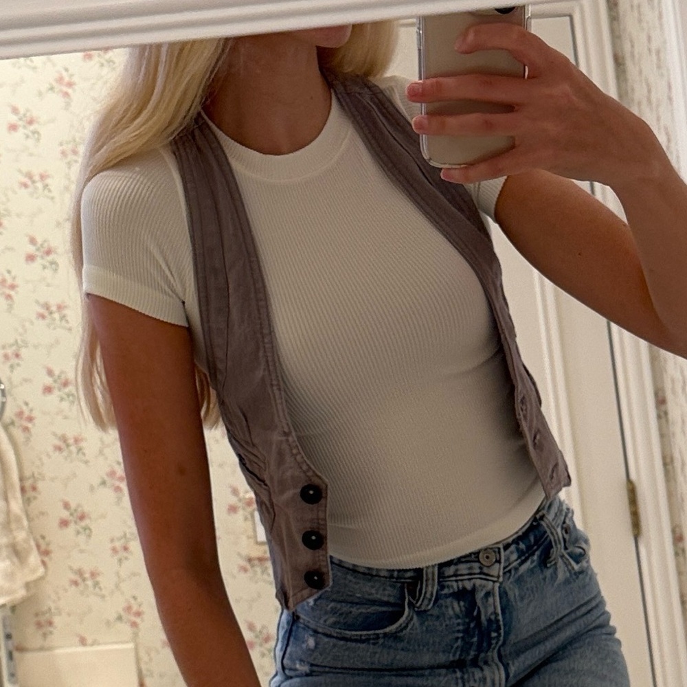 Gray Jean Vest